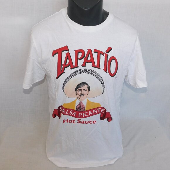 TAPATIO Hot Sauce Salsa Picante Mens L White Graphic T Shirt UNWORN - Picture 1 of 8